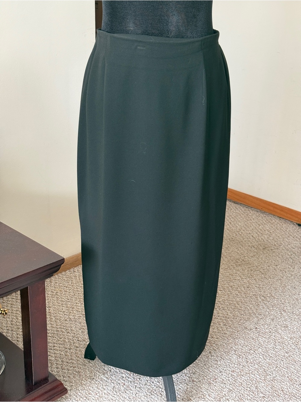 Rena Rowan Black Midi Skirt - Streamlined Straight Cut